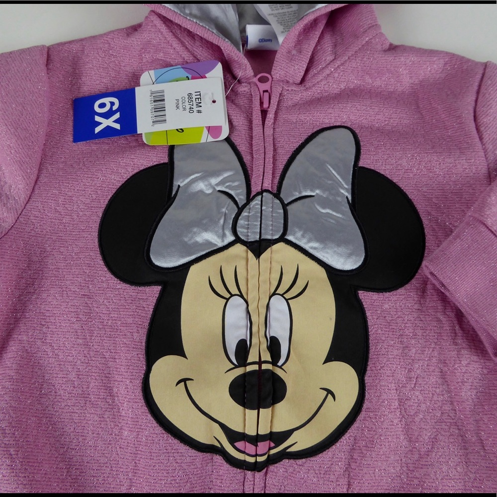 Disney Minnie Mouse Sparkly Hoodie w/ Ears Glitter - Picture 1 of 6